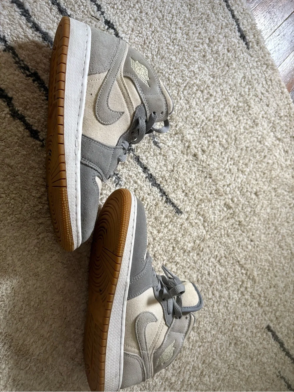 Jordan Kids Sneakers Gray Cream with Gum Sole